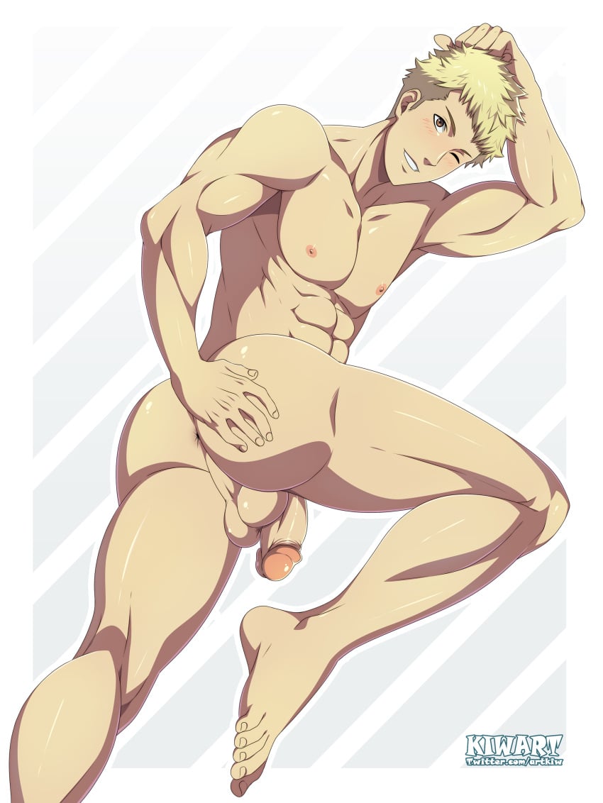 abs anus ass balls bara biceps big_balls big_penis blonde_hair kiwart male male_nipples male_only manly muscular_male nipples nude pecs penis persona persona_5 ryuji_sakamoto