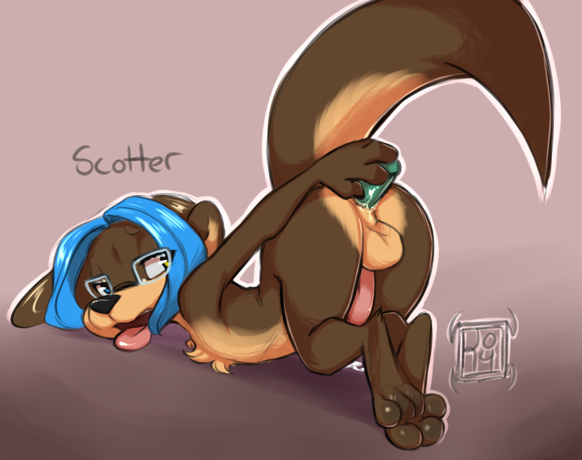 ahe_gao balls cum dildo eyewear girly glasses heterochromia lube male mammal mustelid open_mouth otter penis reign-2004 scott_(character) scotter sex_toy solo tongue tongue_out