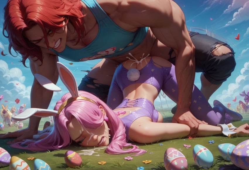 ai_generated broken_rape_victim brokentoys bunny_costume bunny_ears bunny_girl bunny_tail bunnysuit defeated doggy_style easter easter_egg flower_in_hair flowers fucked_silly fucked_to_death hair hermes113 pink_hair rape raped twintails