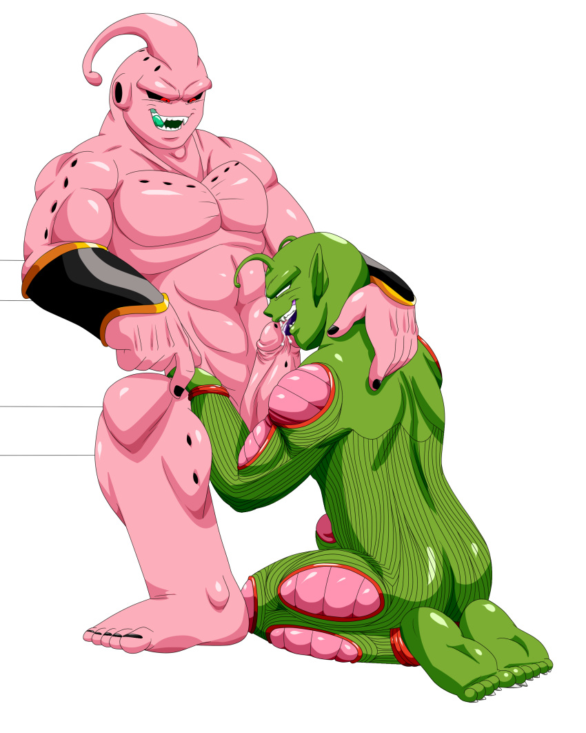 2boys 5_toes alien balls biceps boner cum darthglacier dragon_ball dragon_ball_z duo erection feet fellatio gay grin kneeling licking looking_down majin_buu male male_only muscular namekian nude open_mouth oral pecs penis penis_lick piccolo sex sharp_teeth sitting smile soles super_buu teeth toes tongue tongue_out yaoi