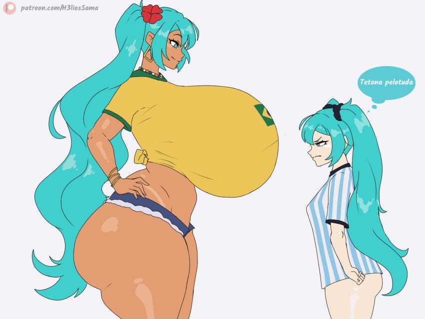 1female 1girls argentinian_miku big_ass brazil brazilian_miku female h3_sama hatsune_miku huge_breasts solo_female tagme tan_body twitter_link