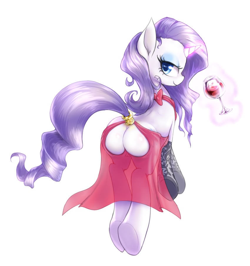 2015 alcohol ass beverage blue_eyes clothing cutie_mark equine eyeshadow female feral food friendship_is_magic fur glass gloves glowing hair half-closed_eyes hooves horn legwear levitation long_hair looking_at_viewer magic makeup mammal mlpanon my_little_pony purple_hair pussy rarity_(mlp) simple_background smile solo translucent underhoof unicorn white_background white_fur wine wine_glass