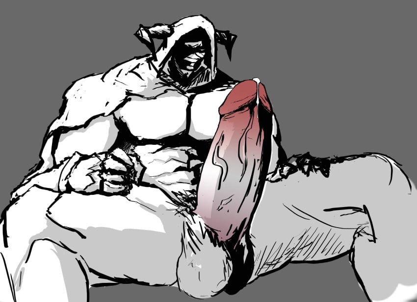 animal_ears aseragav balls bara big_penis boner cow_ears draph erection granblue_fantasy horns huge_cock male male_only monochrome muscles muscular nude penis precum solo solo_male vaseraga