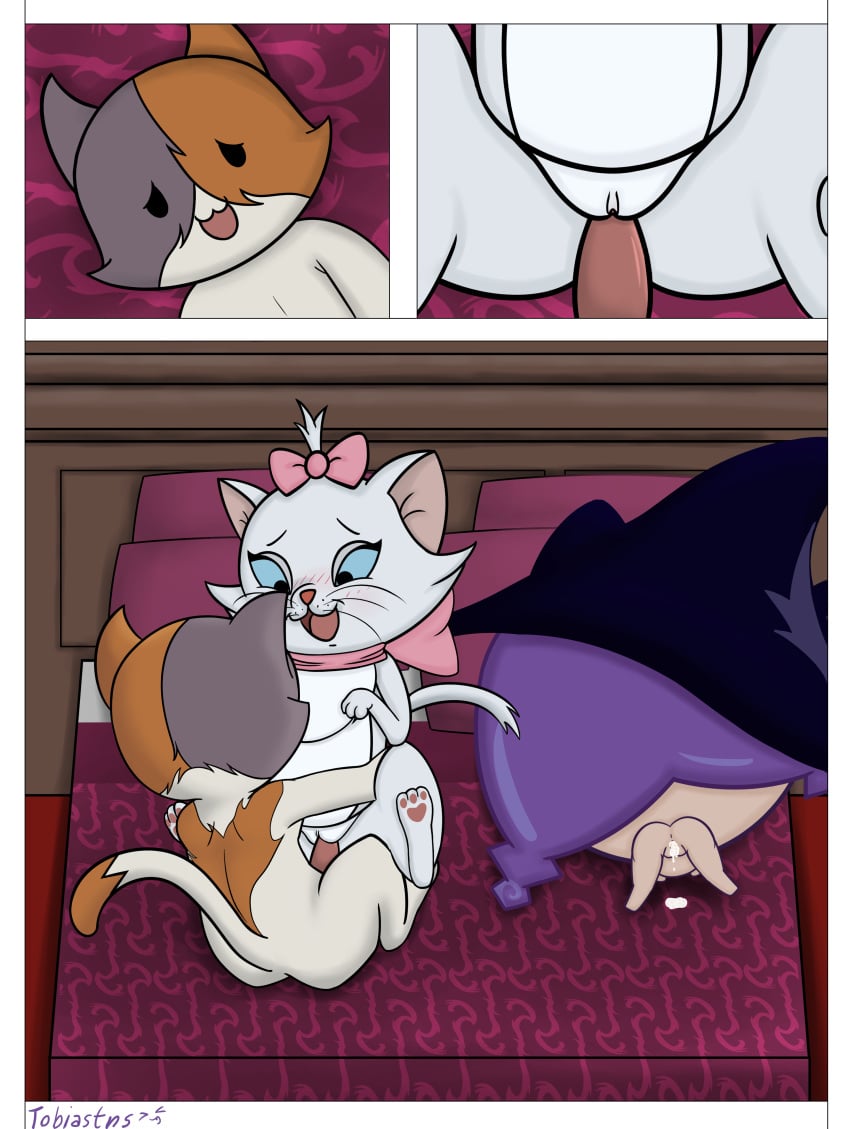 absurd_res anthro bodily_fluids cookie_run cum disney domestic_cat duo epic_games felid feline felis female feral fortnite genital_fluids genitals group hi_res kit_(fortnite) male mammal marie_(aristocats) penis the_aristocats tobiastns trio witchberry_cookie