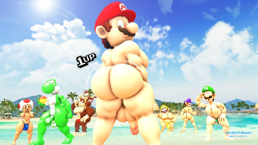 1up 3d 8boys abs anthro ape ass ass_focus balls banana beach blue_sky blue_thong boner brown_fur brown_hair clothing clouds dat_ass diddy_kong donkey_kong donkey_kong_(series) dumptruck_ass erection facial_hair fat_ass gay gorilla green_hat green_skin green_yoshi hat holding_fruit huge_ass human humanoid large_ass light_skin light_skinned_male looking_at_another looking_down luigi male male_nipples male_only male_thong mammal mario mario_(series) mature mature_male mostly_nude moustache multiple_boys mushroom_humanoid nintendo nipples nude nude_male ocean open_mouth outdoors penis primate purple_hat red_hat reptile saiyangoku4_(artist) scalie sun surprised testicles thick_ass thong toad_(mario) waluigi wario water yellow_hat yellow_thong yoshi