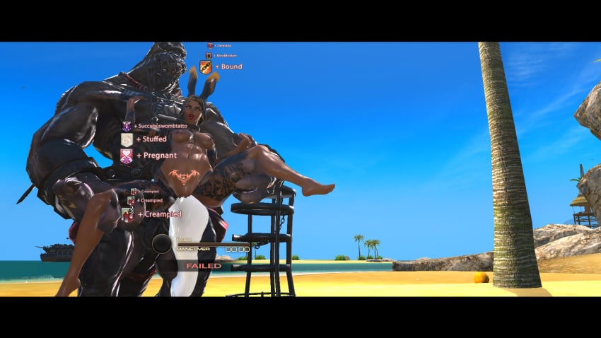 3d abs ahegao_face amalj'aa anthro beach beach_sex cum_in_pussy dark-skinned_female dark_skin defeated_heroine excessive_cum fan_character filled_belly filled_to_the_brim filled_womb final_fantasy final_fantasy_xiv fucked_from_behind furry furry_male gpose(ffxiv) humanoid impregnation interspecies legs_held_open mind_break monster monster_cock nipple_piercing penetration rabbit_ears rabbit_girl rape reverse_stand_and_carry_position reverse_suspended_congress sex_slave sirejay six_pack size_difference slave_collar spread_legs square_enix status_effect stomach_bulge stomach_deformation succubus_tattoo tattoos vaginal vaginal_only viera