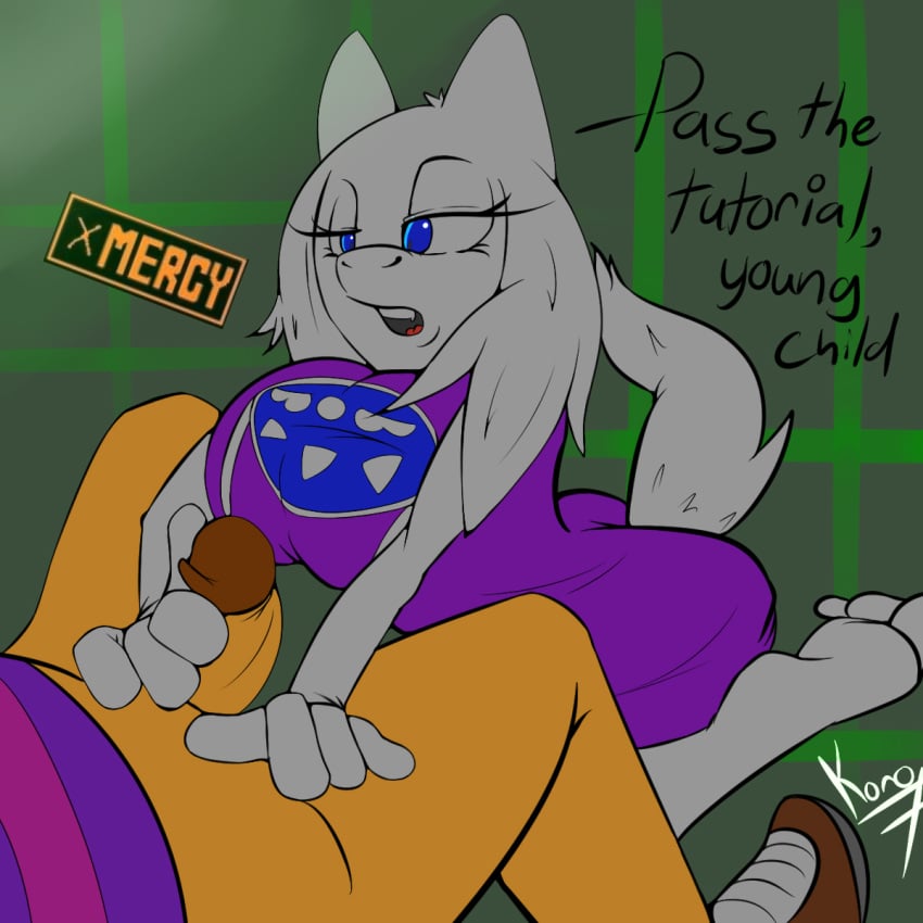 2015 anthro ass big_breasts breasts caprine female frisk fur goat horn human interspecies koro_kizama male mammal mature_female monster simple_background text toriel undertale white_fur