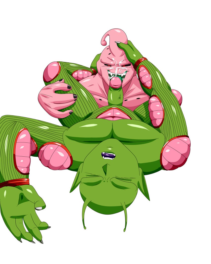 2015 2boys absurd_res alien balls boner cum cum_on_face cumshot darthglacier dragon_ball dragon_ball_z duo erection fellatio gay grin hi_res licking looking_pleasured lying majin_buu male male_only muscular namekian nude on_back open_mouth oral penis penis_lick piccolo sex sharp_teeth simple_background smile super_buu teeth tongue tongue_out white_background yaoi