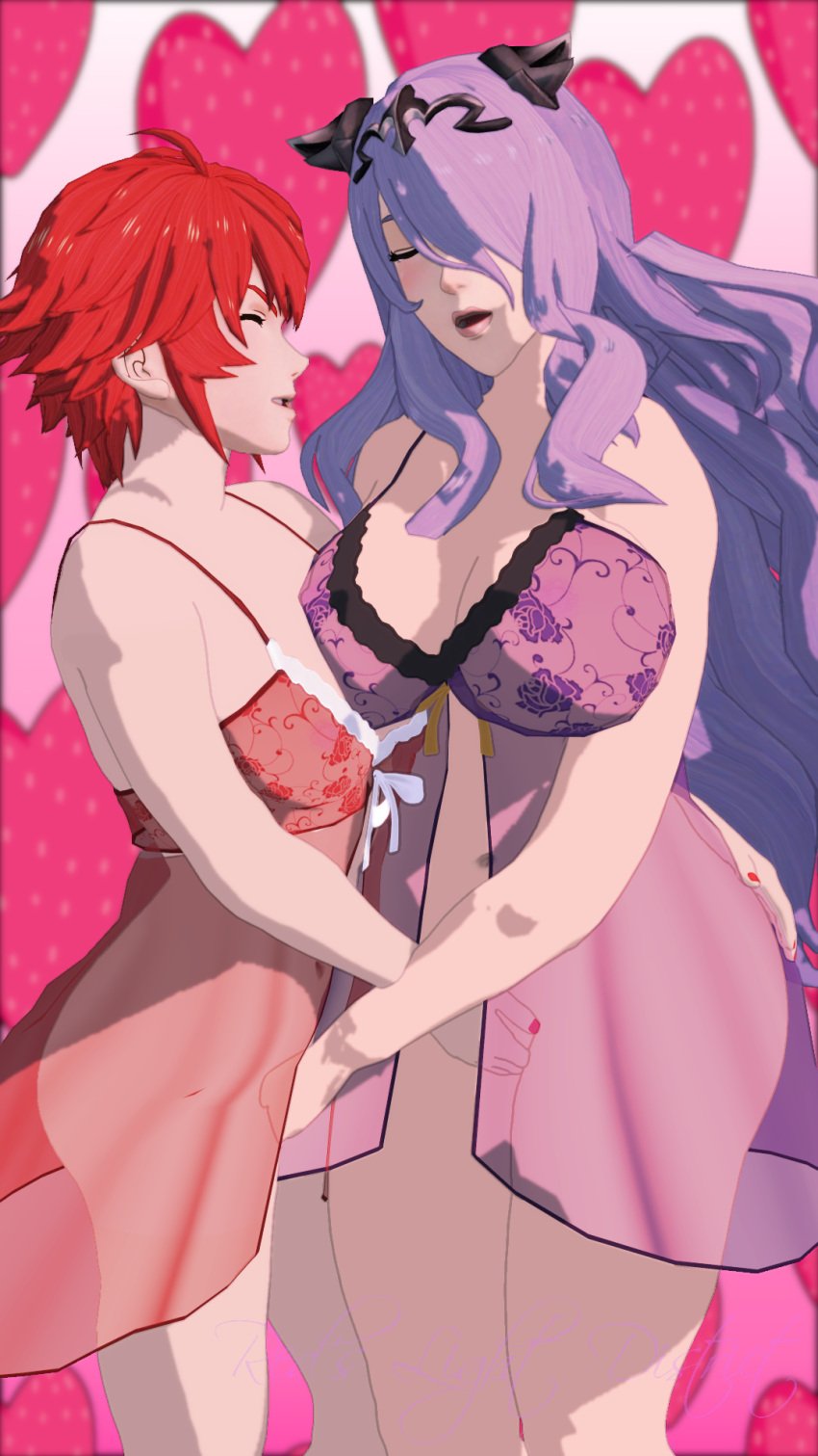 3d camilla_(fire_emblem) fingering fire_emblem fire_emblem_fates gunchapred hinoka_(fire_emblem) nightgown reds_light_district see-through see-through_clothing source_filmmaker tagme transparent_clothing yuri