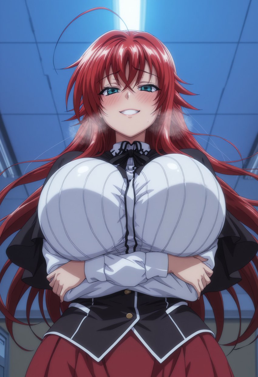 ai_generated big_breasts big_hips curvy high_school_dxd huge_breasts kikia1 long_hair red_hair rias_gremory school_uniform tagme