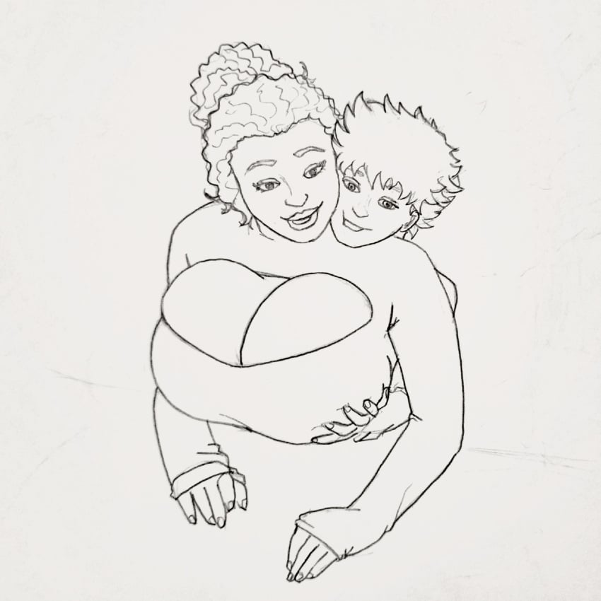 1boy 1girls 2d 2d_(artwork) age_difference artist_upload big_breasts boob_window breasts clothed colossal_breasts curly_hair drevan fanart gigantic_breasts hand_on_breast huge_breasts interracial large_breasts line_art monochrome ms._pamela pencil_(artwork) pushing_breasts_together romantic self_upload simple_background spiky_hair teacher_and_student tied_hair tim_(melkor_mancin) traditional_media_(artwork) turtleneck voluptuous