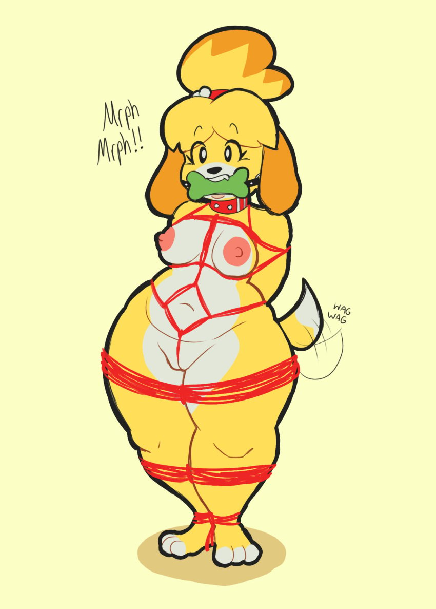 1girls animal_crossing bondage bondage breasts female isabelle_(animal_crossing) lewd-redd nude pussy tagme