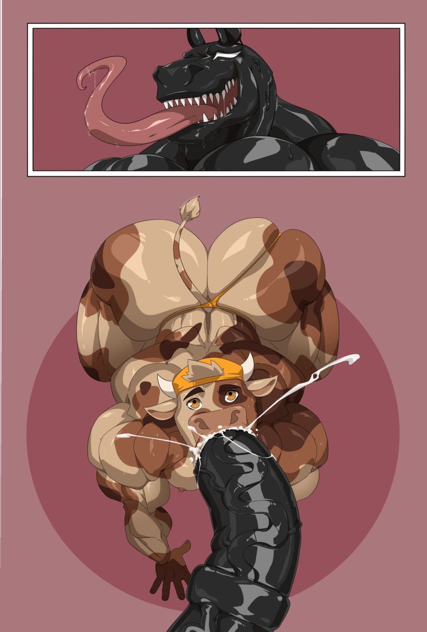 2boys big_ass big_ass_(male) big_butt black_body bovine bovine_humanoid gay huge_ass huge_butt kartos long_tongue male male_only mocha_(dumbbigbark) non-human non-human_only oral oral_sex snout sucking_dick