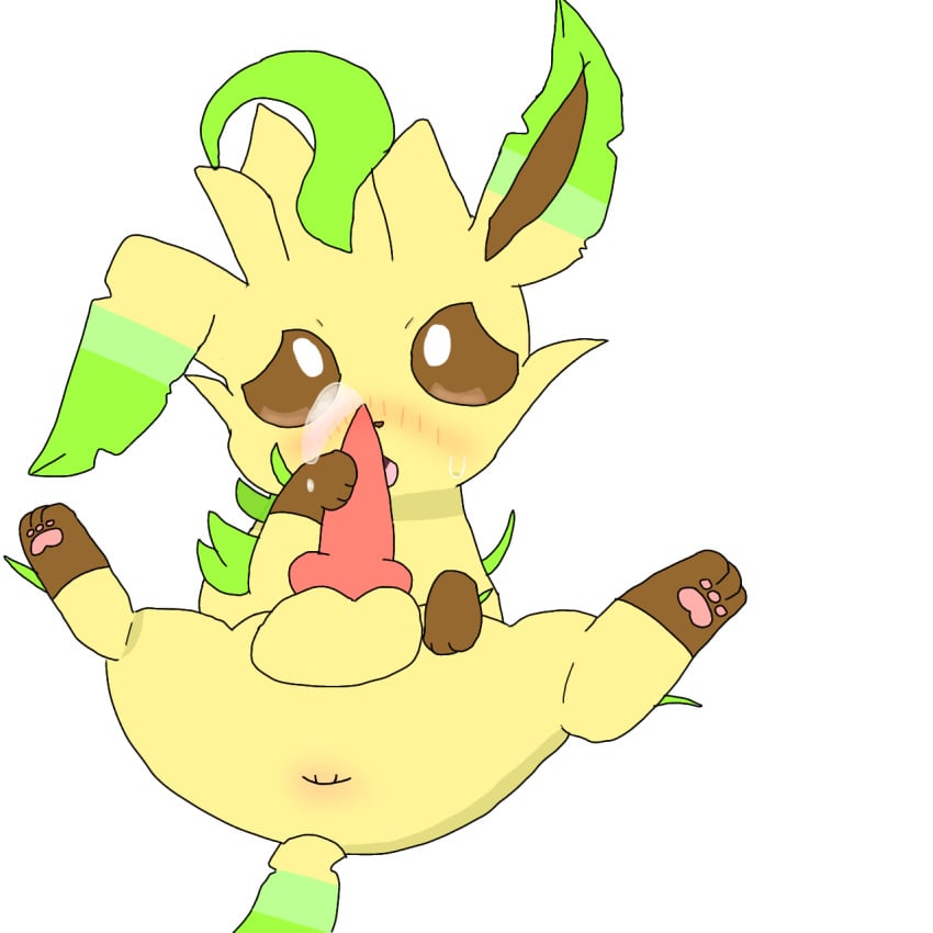 ass balls blush brown_eyes brown_fur cum cum_on_penis cumshot erection generation_4_pokemon green_fur hi_res leafeon male male_only open_mouth pawpads penis pokemon pokemon_(species) raised_tail solo spread_legs tagme uncensored yellow_fur