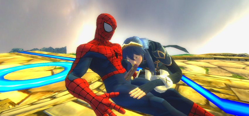 3d blue_eyes cowman crossover eastern_and_western_character female fire_emblem fire_emblem_awakening garry's_mod human long_hair lucina_(fire_emblem) male marvel marvel_comics nintendo open_mouth oral peter_parker spider-man spider-man_(series) straight straight_hair tagme