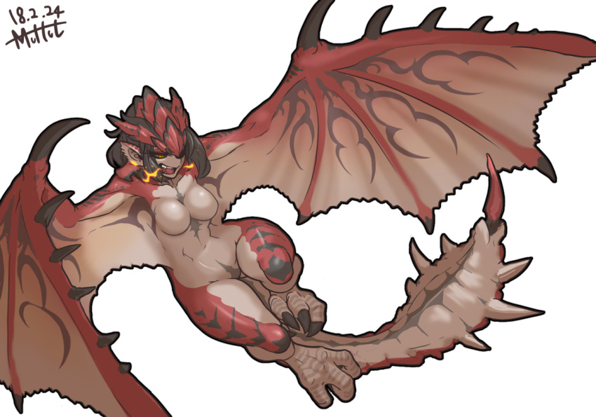 1girls 2018 anthro breasts dragon dragon_girl featureless_breasts female monster_girl monster_hunter monster_hunter_world muhut rathalos tagme tail thick thick_thighs wings wyvern