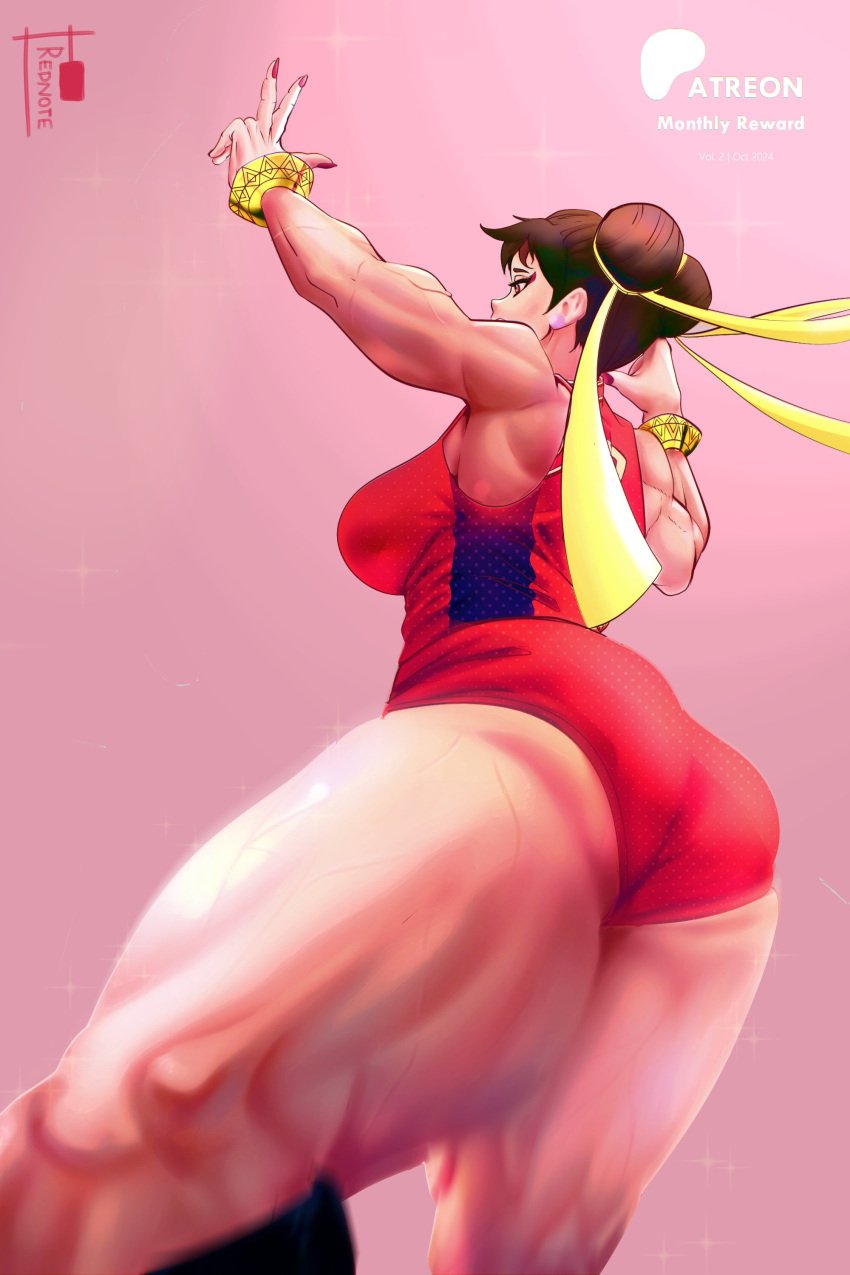 1girls 2d 2d_(artwork) asian big_breasts breasts brown_hair brown_hair_female brunette_hair chinese chinese_female chun-li clothed clothed_female female female_fighter light-skinned_female light_skin mature mature_female mature_male muscular muscular_female r3dnote street_fighter thick_thighs thighs toned toned_female