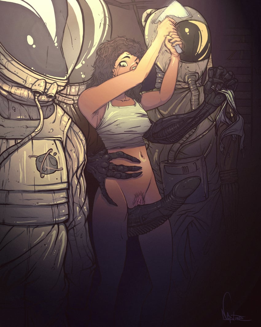 1boy 1girls alien alien/human alien_(franchise) ass axe black_hair breasts clothed clothing dead_by_daylight duo ellen_ripley erection female female_human femsub from_behind hair half-dressed human imminent_rape imminent_sex long_hair male male/female male_xenomorph maledom mammal melee_weapon noctualis panties panties_removed penis pubes pubic_hair pussy rape shirt skimpy spacesuit straight tank_top tank_top_only tears torn_clothing underwear weapon white_panties white_tank_top wide_eyed xenomorph