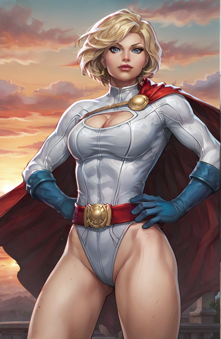 ai_generated kara_danvers kara_zor-el large_breasts power_girl retro_ai_ecchi_dude sfw sunset