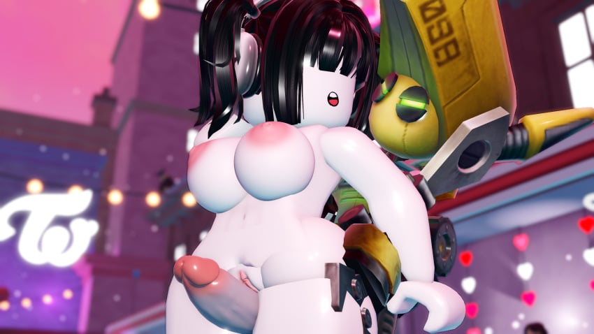 1boy 1girls 3d areolae breasts junkbot lilix_rr34 naked_female nipples nude penis penis_between_thighs pussy roblox roblox_avatar robloxian robot tagme thigh_sex white_skin