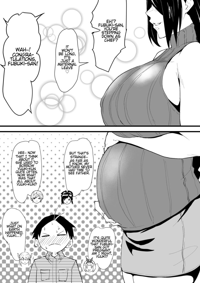 azuma_fubuki azuma_himari_(mato_seihei_no_slave) comic english english_dialogue english_text hair_over_one_eye huge_breasts iwao178 izumo_tenka long_hair mato_seihei_no_slave milf older_woman_and_younger_boy pregnant pregnant_belly pregnant_female speech_bubble suruga_shushu text translated uzen_kyouka wakura_yuuki