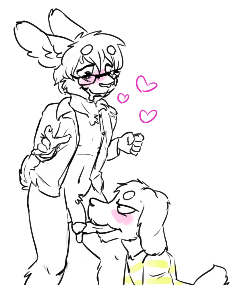 asriel_dreemurr blush caprine drooling duo eyewear glasses goat lagomorph licking male mammal nerd oral penis_lick rabbit saliva semi-erect sex tongue tongue_out tred undertale undertale_(series) yaoi ziats