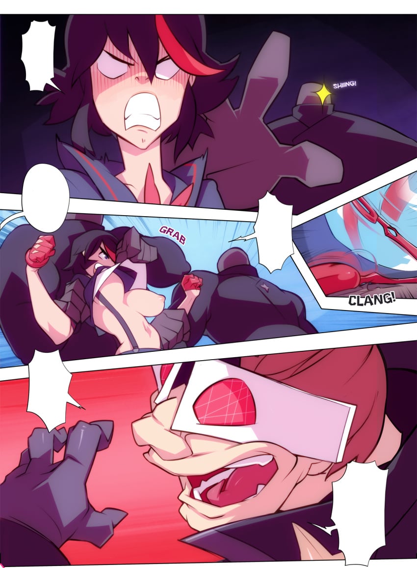 breast_out comic comic_page disarmed doxy female fight kill_la_kill matoi_ryuuko no_dialogue no_text_version smiling