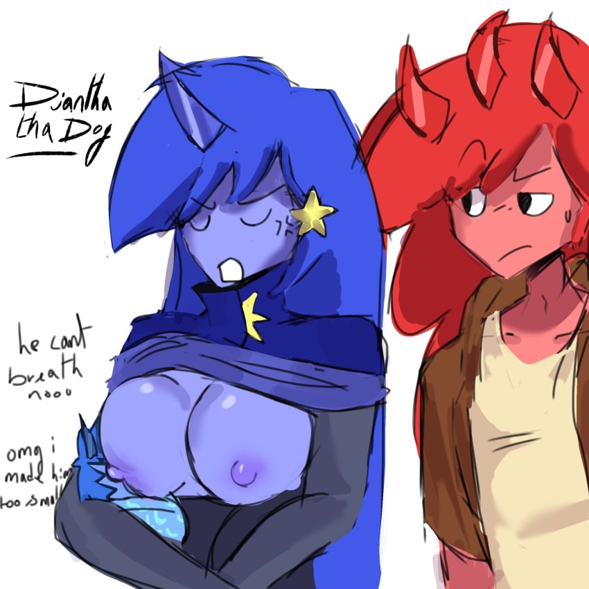 1boy algebralien battle_for_bfb battle_for_bfdi battle_for_dream_island bfb bfdi blue_body blue_skin breasts breasts_out diantha_tha_dog female four_(bfb) humanized joke joke_art lowres male nipples object_shows one_(bfdi) the_power_of_two three_(bfdi) tpot x_finds_out_his_value xfohv