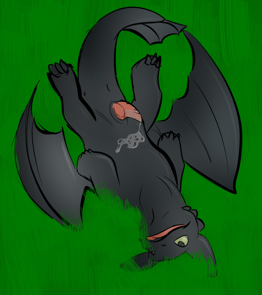 cute dragon erection feral how_to_train_your_dragon knot kotetsu_rexen male_only night_fury penis precum reptile scalie tapering_penis toothless