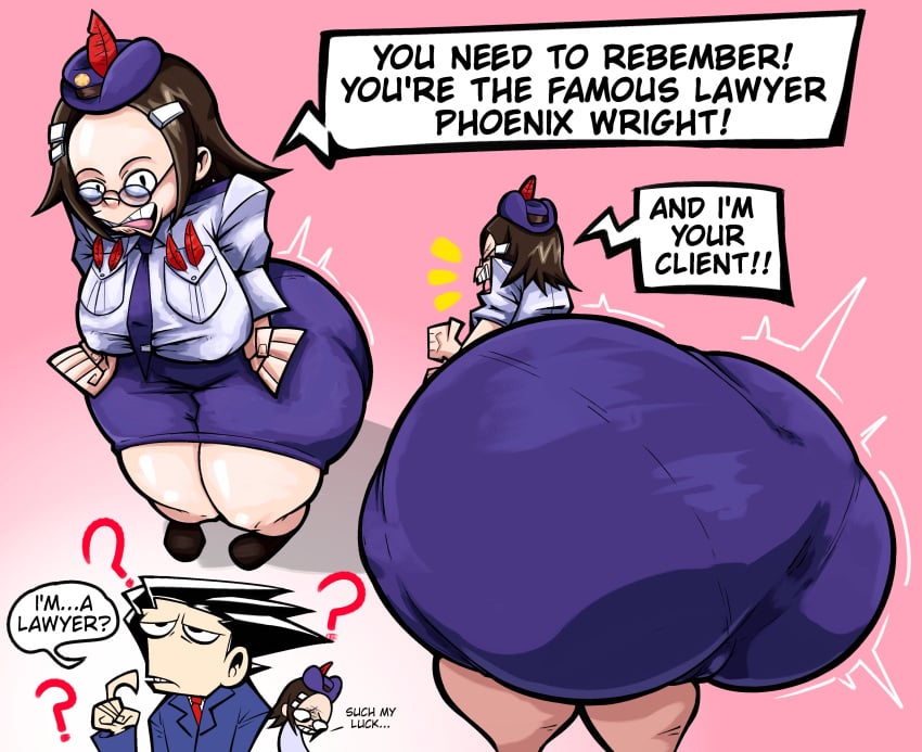 1boy 1girls ? absurd_res absurd_resolution absurdres ace_attorney ass ass_bigger_than_head ass_focus big_ass big_breasts big_butt black_eyes bottom_heavy breasts brown_hair bubble_ass bubble_butt clothed collared_shirt curvaceous curvy curvy_female curvy_figure dialogue dumptruck_ass dumptruck_butt english_text fat_ass female glasses gyakuten_saiban gyakuten_saiban_2 hi_res high_resolution highres huge_ass huge_butt hyper_ass large_ass large_breasts light-skinned_female light_skin maggey_byrde male medium_breasts medium_hair naruhodou_ryuuichi nasty_spaghjett phoenix_wright police police_officer police_uniform policewoman shirt short_hair shortstack simple_background skirt suzuki_mako tagme text thick_ass voluptuous voluptuous_female white_shirt