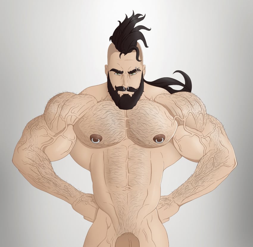 balls bara beard big_balls big_penis body_hair drakar_(jondessins) facial_hair flaccid huge_cock jondessins male male_only muscles muscular nude penis solo solo_male