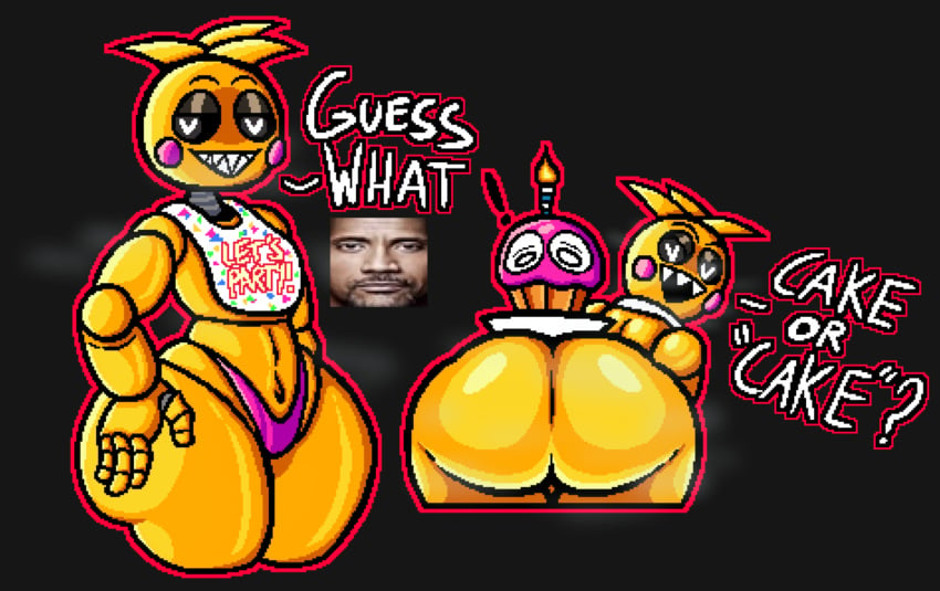 1girls animatronic ass ass_focus big_ass blush_stickers bottom_heavy chicken child_bearing_hips clothed cupcake cupcake_(fnaf) dumptruck_ass dwayne_”the_rock”_johnson female female_only five_nights_at_freddy's five_nights_at_freddy's_2 flat_chest flat_chested furry huge_ass meme mrmysterious5 nude pear-shaped_figure pear_shaped pear_shaped_female phasianid pixel_art revealing_clothes robot robot_girl scottgames sharp_teeth sideass smile solo solo_female teasing thick_thighs thunder_thighs toy_chica_(fnaf) wide_hips