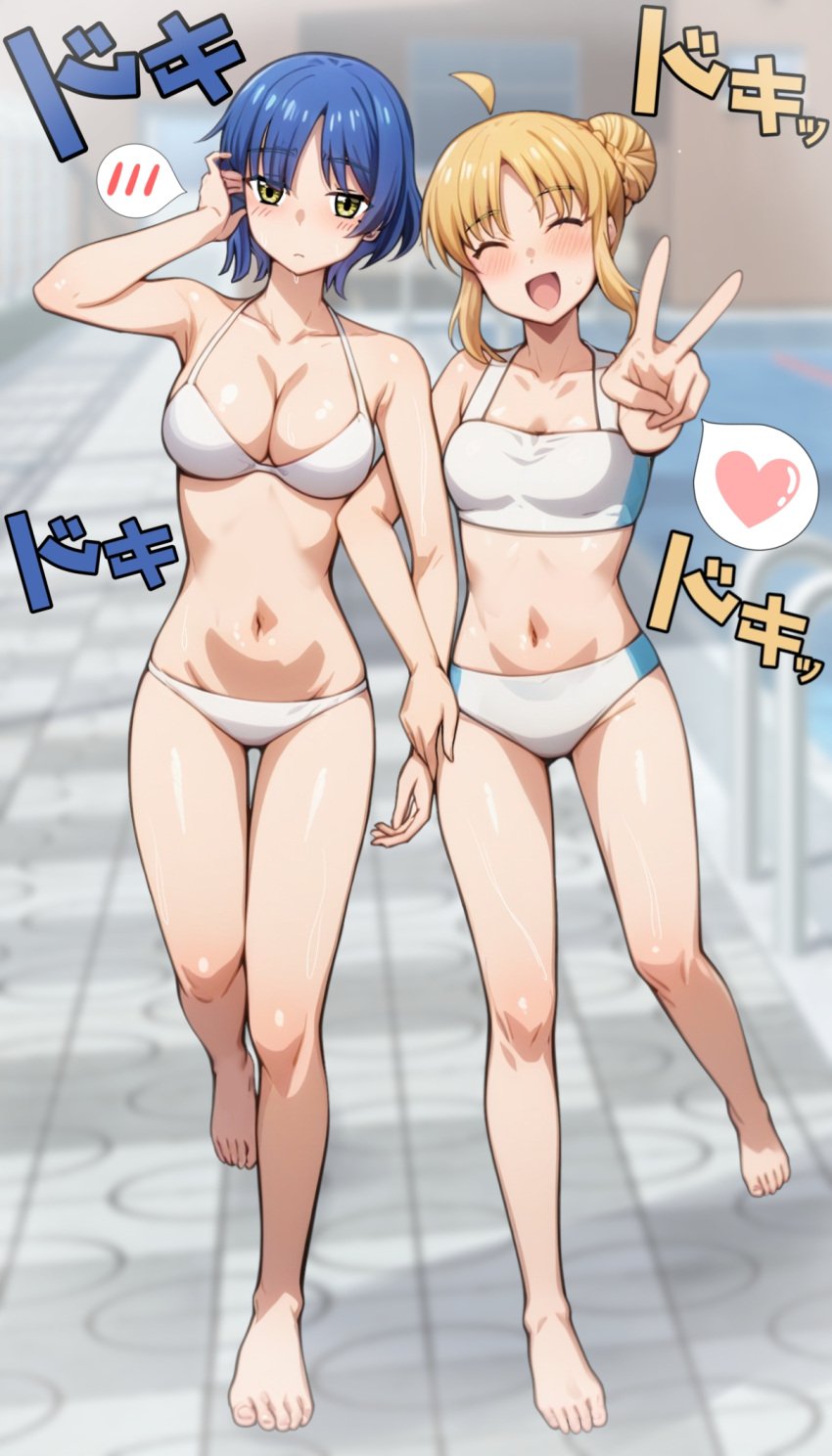 2girls ahoge ankles armpits bare_armpits bare_arms bare_belly bare_calves bare_chest bare_hands bare_hips bare_knees bare_legs bare_midriff bare_navel bare_shoulders bare_skin bare_soles bare_thighs bare_toes barefoot belly belly_button bikini bikini_bottom bikini_only bikini_top blonde_eyebrows blonde_female blonde_hair blonde_hair blonde_hair_female blue_eyebrows blue_hair blue_hair_female blush blush_face blush_lines blushed_face blushing_face blushing_female bocchi_the_rock! breasts busty busty_female busty_girl busty_teen calves cleavage closed_eyes collarbone curvaceous curvaceous_body curvaceous_female curvaceous_figure curvaceous_hips curvaceous_teen curvy curvy_body curvy_female curvy_figure curvy_hips curvy_teen dot_nose dripping_wet elbows exposed_armpits exposed_arms exposed_belly exposed_chest exposed_hips exposed_legs exposed_midriff exposed_navel exposed_shoulders exposed_skin exposed_thighs exposed_toes fair_skin feet female female_focus female_only fingers full_body green_eyes green_eyes_female groin hair_bun hand_sign head_tilt high_resolution high_school_student highres hourglass_figure ijichi_nijika kessoku_band knees lean_body lean_figure legs light-skined_female light-skinned light-skinned_female light_skin light_skin_female light_skinned light_skinned_female long_hair looking_at_viewer medium_breasts medium_hair midriff multiple_females multiple_girls narrow_waist navel open_mouth open_mouth_smile pale pale-skinned_female pale_skin pale_skinned_female parted_bangs parted_lips peace_sign petite petite_body petite_breasts petite_female petite_girl petite_tits ryuhirohumi school_girl school_girls shiny_belly shiny_breasts shiny_hair shiny_legs shiny_shoulders shiny_skin shiny_thighs short_hair shoulders sign skinny skinny_female skinny_girl skinny_waist slender_body slender_waist slim_girl slim_waist small_breasts smile smiley_face smiling smiling_at_viewer smooth_skin soaked standing string_bikini swimsuit swimwear teen_girl teenage_girl teenage_girls teenager thick_thighs thigh_gap thighs thin_waist tilted_head toes tongue twintails twintails_(hairstyle) v v-line v_sign walking walking_towards_viewer wet wet_belly wet_bikini wet_body wet_breasts wet_face wet_hair wet_legs wet_skin wet_thighs white_bikini white_bikini_bottom white_bikini_only white_bikini_top white_string_bikini white_swimsuit white_swimwear wide_hips yamada_ryou yellow_eyebrows yellow_hair yellow_hair_female