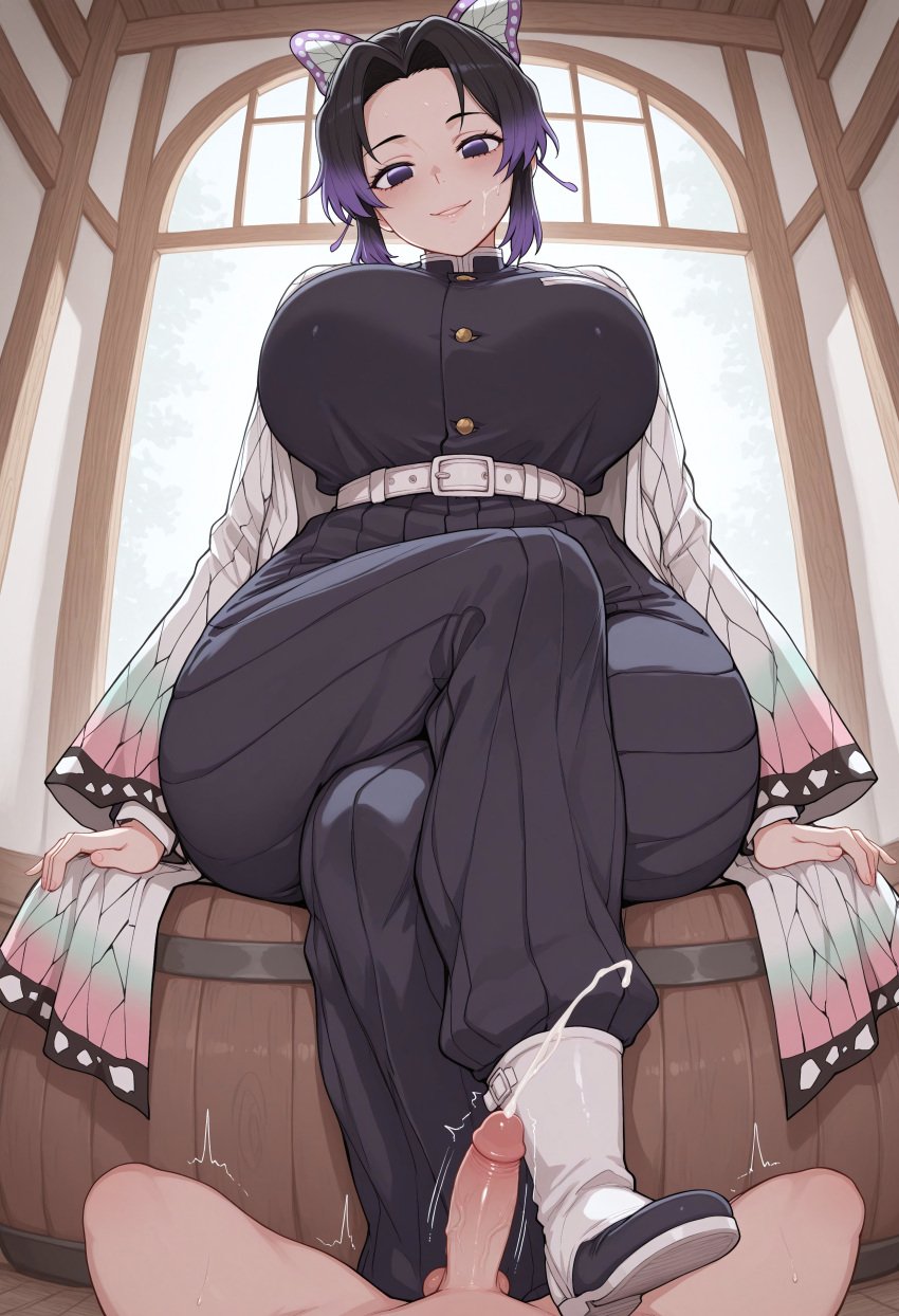 1boy 1boy1girl 1girls 4k absurd_res absurd_resolution absurdres after_sex ai_generated anime anime_style barrel belt big_breasts black_hair black_hair_female busty busty_female busty_girl butterfly_hair_ornament castle clothed_female clothed_female_nude_male coat cock crossed_legs cum cum_on_face cumshot curvy curvy_body curvy_female curvy_figure demon_slayer demon_slayer_uniform detailed detailed_background dominant_female ejaculation erection female from_below front_view gradient_hair hair_ornament hands_behind_back haori height_difference high_resolution highres horny_female horny_male hourglass_figure hourglass_figured_female huge_breasts indoors japanese_clothes kimetsu_no_yaiba kochou_shinobu large_breasts looking_at_viewer macro_female macrophilia male male_pov mini_giantess motion_blur motion_lines multicolored_hair naked_male nude_male pants parted_bangs penis pov purple_hair purple_hair_female questionable_consent self_upload short_hair short_hair_female sitting sitting_on_barrel size_difference skirt smaller_male smile smiling straight submissive_male taller_female taller_girl thunder_thighs thunderthighs two_tone_hair window