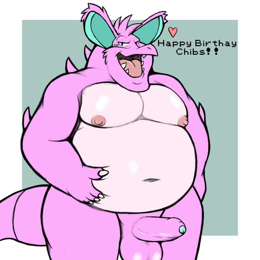 2024 anthro anthrofied balls belly belly_grab english_text erection foreskin generation_1_pokemon genitals hi_res humanoid_genitalia humanoid_penis male multicolored_body navel nidochi nidoking nintendo nipples obese open_mouth overweight overweight_anthro overweight_male penis pokemon pokemon_(species) pokemorph smush-sin solo solo_male text two_tone_body