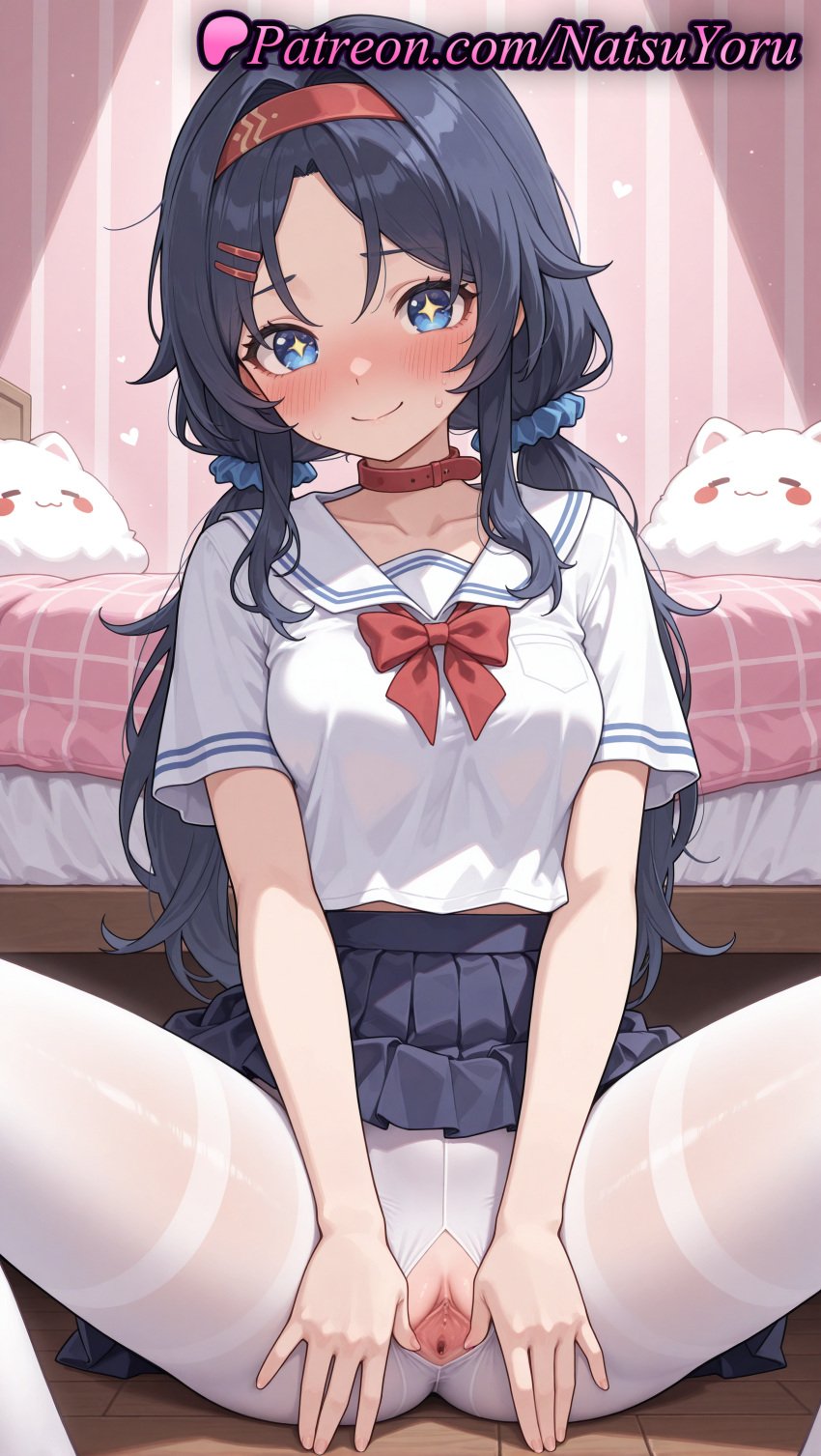 +_+ 1girls ai_generated anime anime_style asian bangs bed black_hair black_skirt blue_eyes blue_hair blue_skirt blush bow bowtie breasts bust busty choker clitoris closed_mouth clothing collar collarbone crazy_mita_(miside) crotchless female female_focus female_only hair_ornament hair_scrunchie hairband hairclip heart heart-shaped_pupils hentai hi_res high_quality high_resolution highres indoors labia lips long_hair looking_at_viewer low_twintails medium_breasts miside mita_(miside) natsuyoru no_panties on_bed pantyhose parted_bangs patreon pleated_skirt pussy pussy_lips pussy_peek red_bow red_bowtie red_choker red_collar red_hairband sailor_collar sailor_uniform school_uniform scrunchie serafuku shirt short_sleeves sitting skirt smile solo solo_female spread_legs spread_pussy stuffed_toy symbol-shaped_pupils thighband_pantyhose torn_clothes torn_pantyhose twintails uncensored urethra vagina voluptuous voluptuous_female vulva white_legwear white_pantyhose white_sailor_collar white_shirt wooden_floor