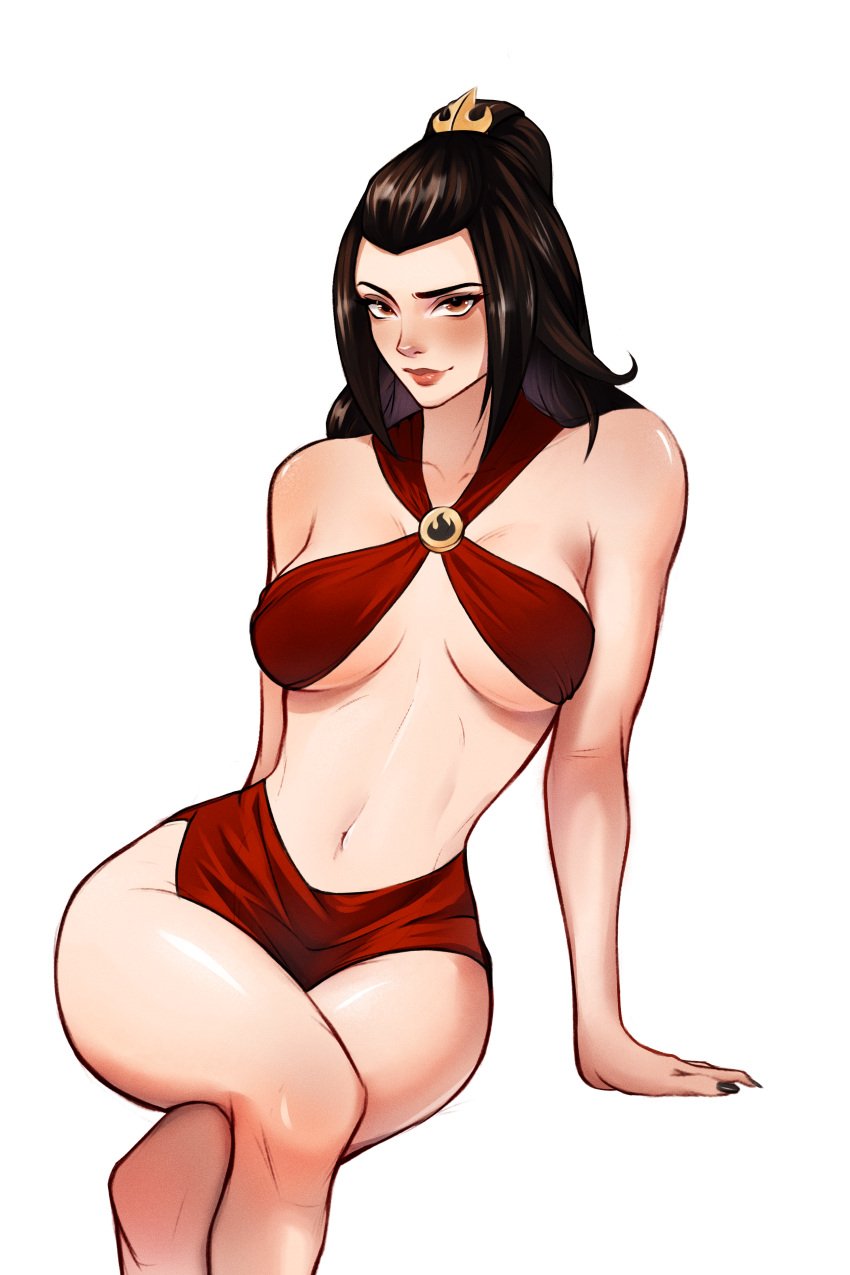 1girls avatar_the_last_airbender azula black_nails breasts female_only fit_female genjiruu hourglass_figure nail_polish red_swimsuit swimsuit