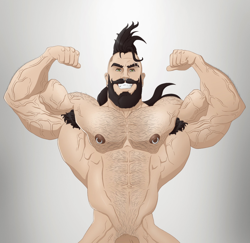 armpit armpit_hair armpits balls bara beard big_balls big_penis body_hair drakar_(jondessins) facial_hair flaccid flexing huge_cock jondessins male male_only muscles muscular nude penis solo solo_male