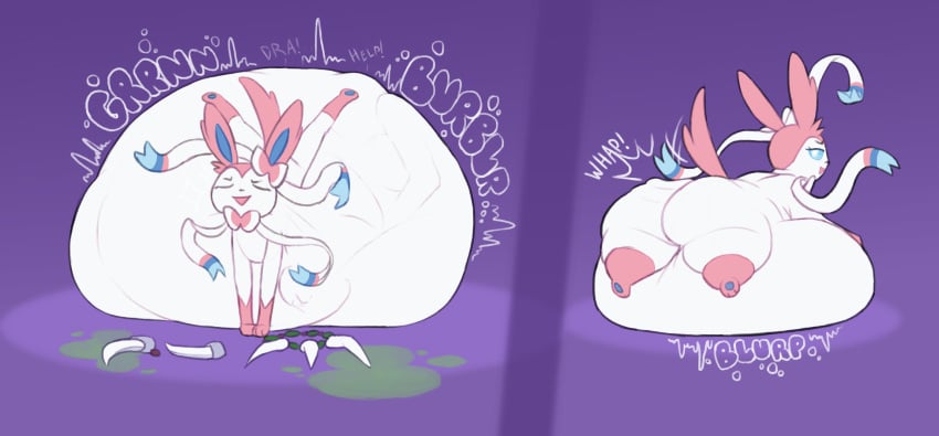 ass_expansion digested digestion drasna_(pokemon) eeveelution human_prey lying_on_stomach maniacalfork mass_vore pokemon pokemon_(species) same_size_vore soft_vore sylveon unwilling unwilling_prey vore vore_belly