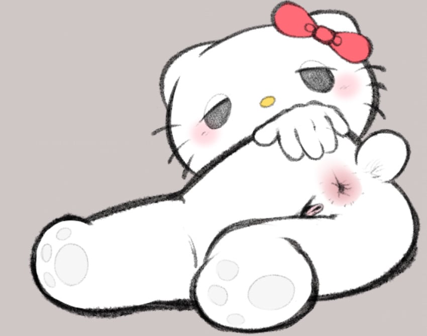 anus anus_focus bobtail bobtail_cat domestic_cat female female_only furry hello_kitty hello_kitty_(character) hello_kitty_(series) kitty_white laying_on_side mouthless pawpads presenting_anus presenting_hindquarters sanrio solo spread_anus touboutenshi