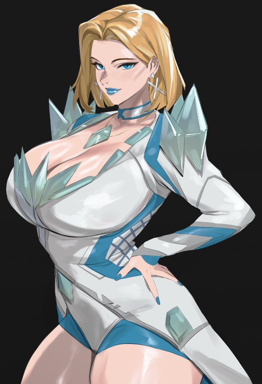 1girls 2025 big_breasts blonde_hair blue_eyes blue_lipstick blue_nails bob_cut breasts cleavage clothed clothed_female clothing digital_media_(artwork) earrings emma_frost emma_frost_(marvel_rivals) female female_only large_breasts leotard lipstick makeup marvel marvel_comics marvel_rivals nail_polish no_visible_genitalia painted_nails solo solo_female taiyang_yu thick_thighs thighs x-men