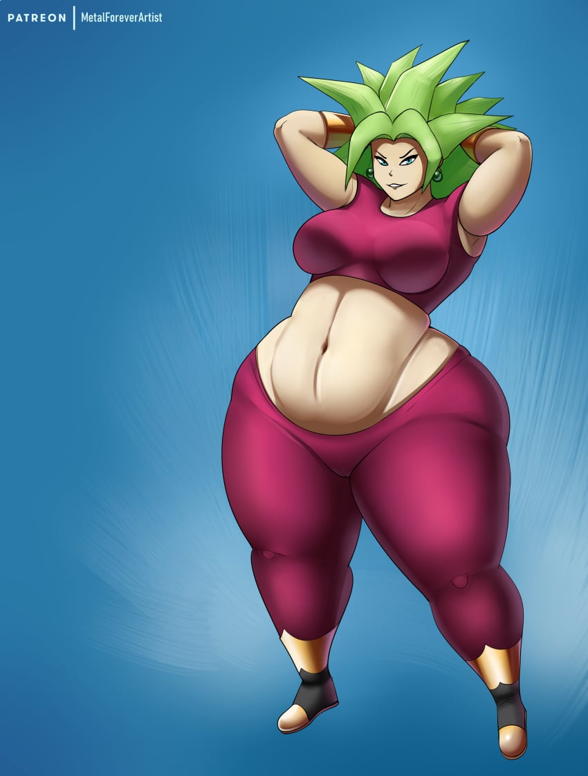 1girls big_ass big_breasts big_butt breasts dragon_ball dragon_ball_super green_hair huge_ass kefla looking_at_viewer metalforever saiyan solo standing super_saiyan thick_female thick_thighs wide_hips