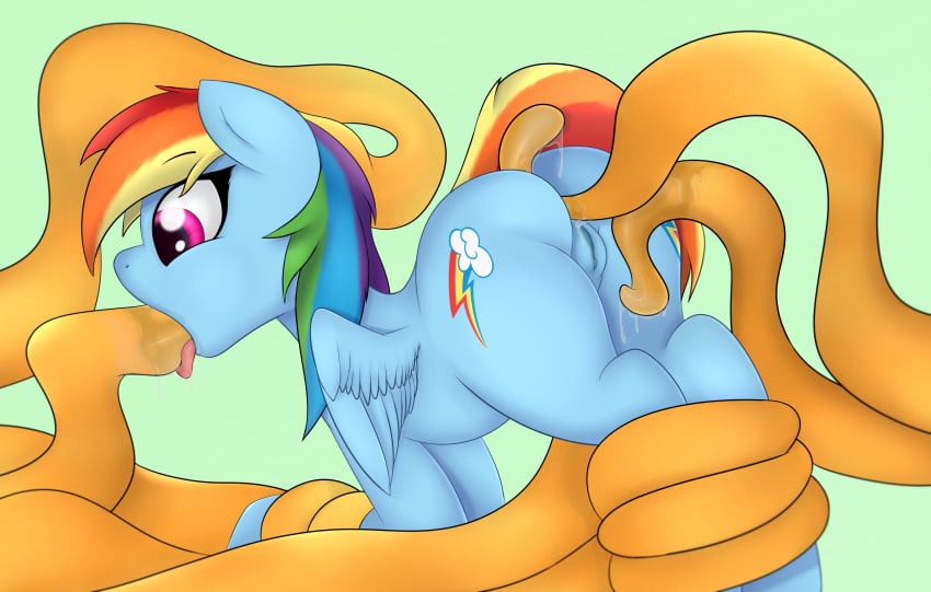 bondage booponies bound equine fellatio female friendship_is_magic horse mammal my_little_pony oral pony pussy rainbow_dash_(mlp) sex straight_hair tentacle