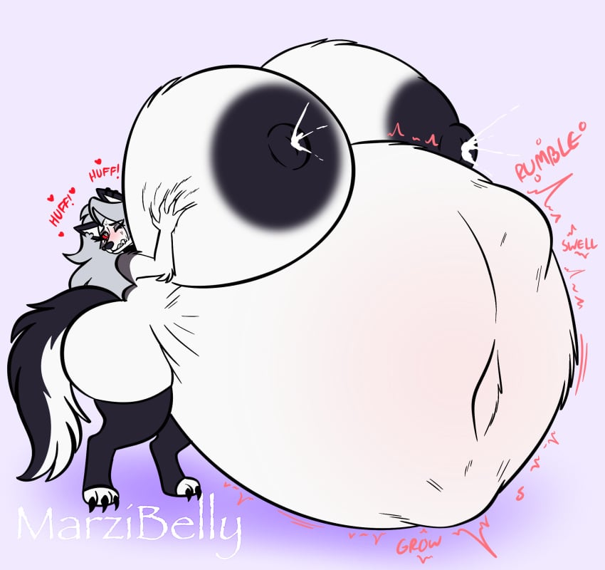 2025 anthro areola ass belly belly_expansion big_areolae big_belly big_breasts big_butt big_nipples black_areola black_claws black_clothing black_ears black_legwear black_nipples black_nose black_tail blush bodily_fluids breast_expansion breast_grab breast_squish breasts breath canid canid_demon canine claws clothing colored demon digital_media_(artwork) ear_piercing expansion female flat_colors grey_body grey_hair hand_on_breast hand_on_own_breast hellhound helluva_boss hi_res huge_areola huge_belly huge_breasts huge_butt huge_nipples huge_thighs hyper hyper_areola hyper_belly hyper_breasts hyper_pregnancy lactating lactation legwear loona_(helluva_boss) mammal marzibelly motion_lines multicolored_body mythological_canine mythological_creature mythology navel nipples notched_ear onomatopoeia outie_navel panting piercing pregnant pregnant_anthro pregnant_female purple_background rapid_pregnancy red_sclera sharp_teeth signature simple_background solo sound_effects squish tail teeth text thick_thighs three-quarter_view two_tone_body two_tone_tail white_body white_eyes white_inner_ear white_tail