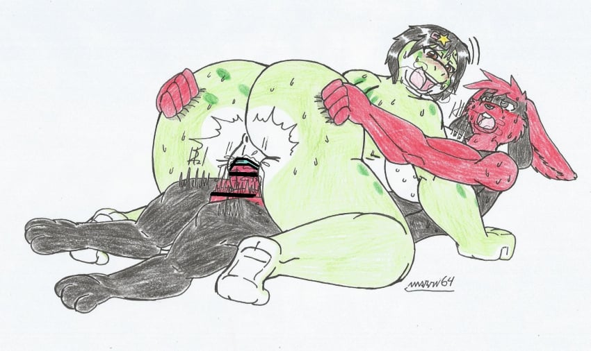 1boy1girl anthro big_ass big_breasts big_butt big_penis black_body black_fur black_hair bodily_fluids bouncing_breasts bouncing_testicles breasts breath_cloud brown_eyes chubby_anthro chubby_female cowgirl_position fat_ass fat_butt frog_girl furry grabbing_ass green_body green_skin lisa_frog_(waifuland) male/female male_penetrating_female marlon64 naked pussy_juice rabbit_boy rabbit_humanoid red_body red_fur red_penis short_hair_female sweat traditional_drawing_(artwork) vaginal_sex waifuland white_background white_skin
