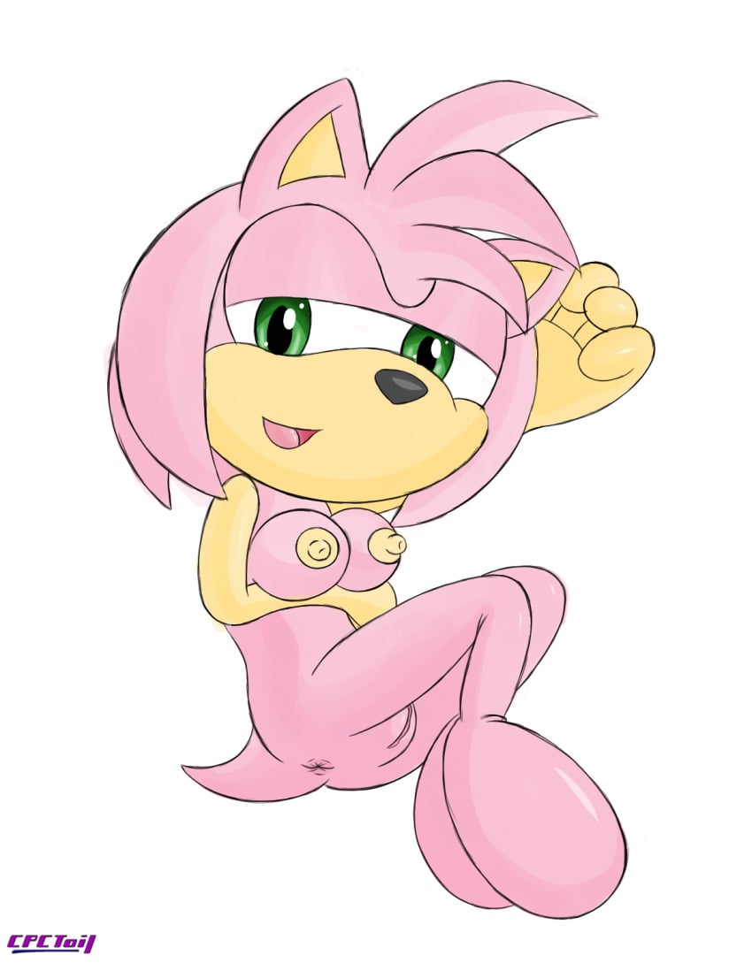 2015 amy_rose anthro anus areola breasts cpctail erect_nipples female fur green_eyes half-closed_eyes hedgehog looking_at_viewer mammal multicolored_fur nipples nude pink_fur pussy simple_background solo sonic_(series) tan_fur two_tone_fur watermark white_background white_sclera