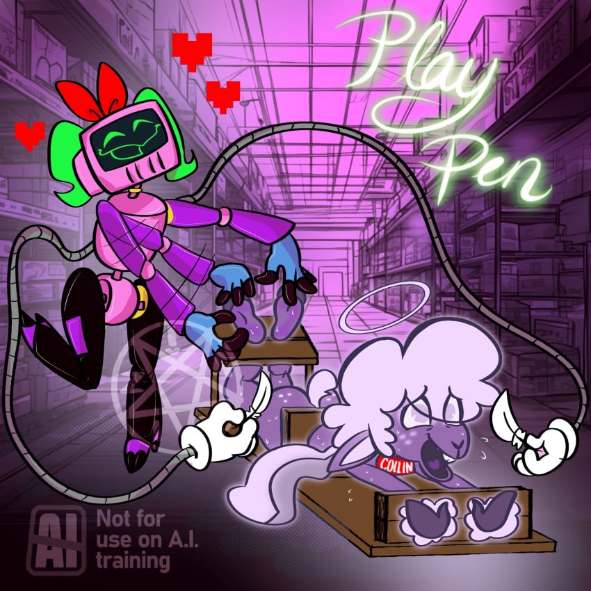 2_toes afro ambiguous_gender angel anthro ascii_(redthespian69) ass big_ears big_eyes black_fingers black_legs blue_body blue_eyes blue_feet blue_hands blue_skin blush bodily_fluids bondage bondage bound bovid bow_ribbon buckteeth canon_x_oc caprine cartoon_gloves cherub collar collin_(helluva_boss) computer_monitor computer_screen duo exposed_butt feathers feet femboy flying_sweatdrops freckled_butt freckled_face freckles fur genderfluid glowing glowing_body green_eyes green_hair hair halo helluva_boss hi_res hooves humanoid intersex intersex/male laugh lying machine male mammal monitor_head mostly_nude on_front pink_body pixelated_heart purple_arms purple_background raised_tail restraints robot robotic_tentacles sheep short_stack simple_background simple_face snout speed_lines stocks story story_in_description submissive submissive_anthro submissive_male sweat sweatdrop sweaty_arms sweaty_body sweaty_butt sweaty_face sweaty_feet sweaty_legs sweaty_thighs tail teeth tickle_fetish tickle_torture tickling tickling_butt tickling_feet tickling_sides toes wings wings_tied wool_(fur) zita586