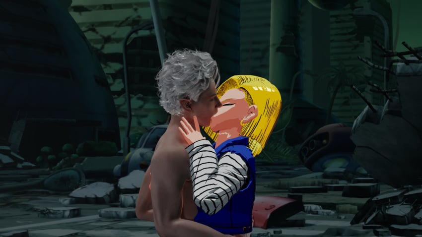 1boy 1boy2girls 3d android_18 astarion baldur's_gate_3 big_ass big_breasts blender breasts brown_hair crossover curvaceous curvy curvy_figure dragon dragon_ball dragon_ball_daima dragon_ball_z eyes_closed feet female foot_fetish high_heels jaja3d kiss kissing large_ass large_breasts legs male nude nude_female straight