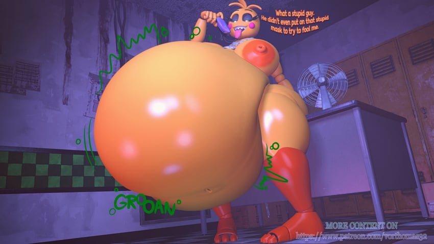 1girls 3d 3d_(artwork) animatronic animatronic_female animatronic_girl belly belly_bulge big_belly big_belly_bulge big_breasts boobs_bigger_than_head breasts breasts_bigger_than_head digestion digestion_noises english english_dialogue english_text female female_focus female_only female_pred five_nights_at_freddy's five_nights_at_freddy's_2 furry furry_female furry_pred hat huge_belly hyper hyper_belly hyper_breasts hyper_nipples large_boobs large_breasts male_prey multiple_prey oral_vore robot robot_girl robot_pred same_size_vore soft_vore text toy_chica_(fnaf) toy_chica_(love_taste) vore vore_belly vorthomas82