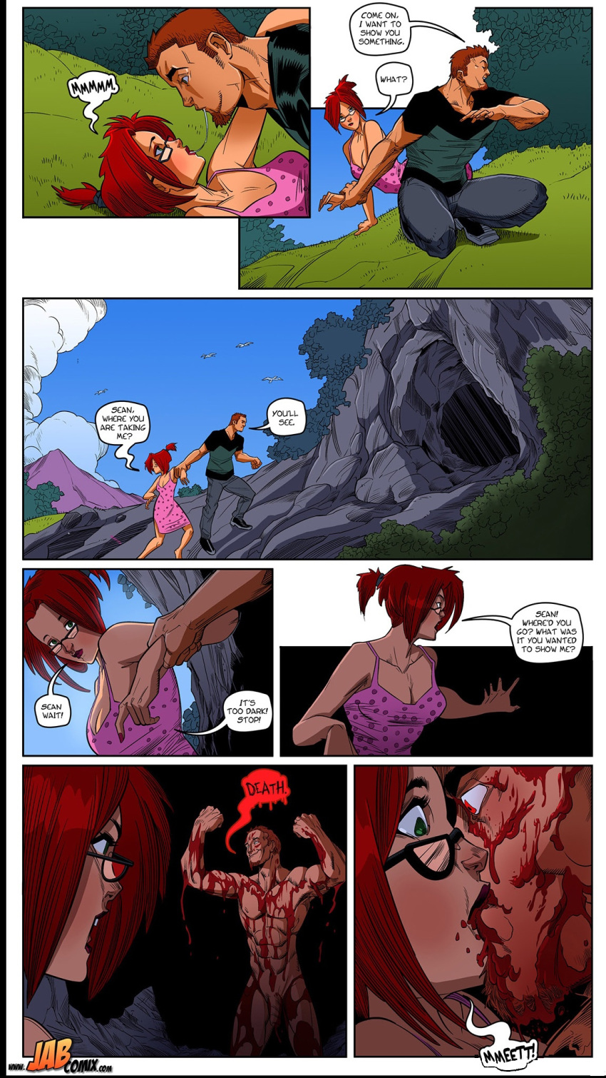 comic female jab panels text